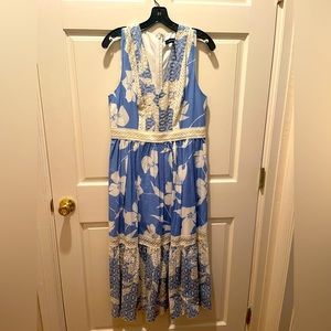 BCBG MaxAzria cotton Day Dress - Cassis Blue Combo size M